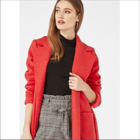 🆕Listing! Cherry Red Faux Wool Long Coat - Picture 2 of 12